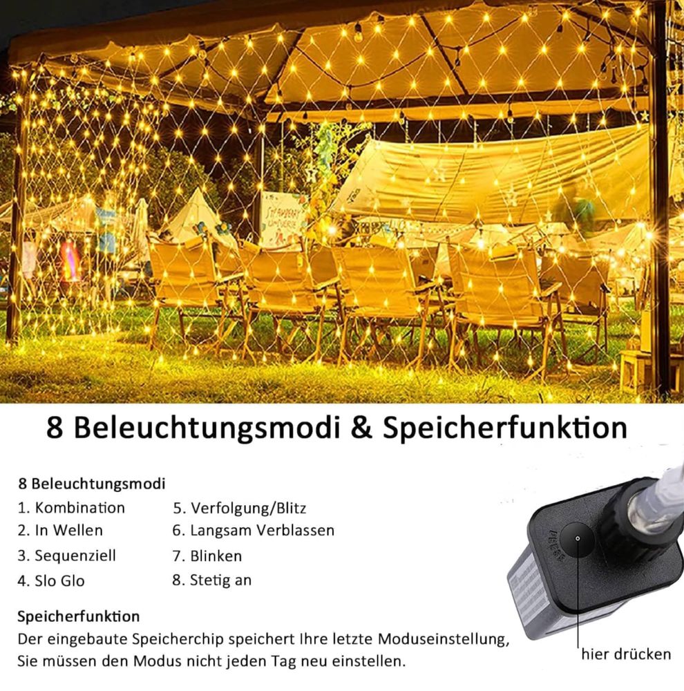 Joysing Zewnętrzna siatka świetlna, 3 x 2 m, 204 diody LED