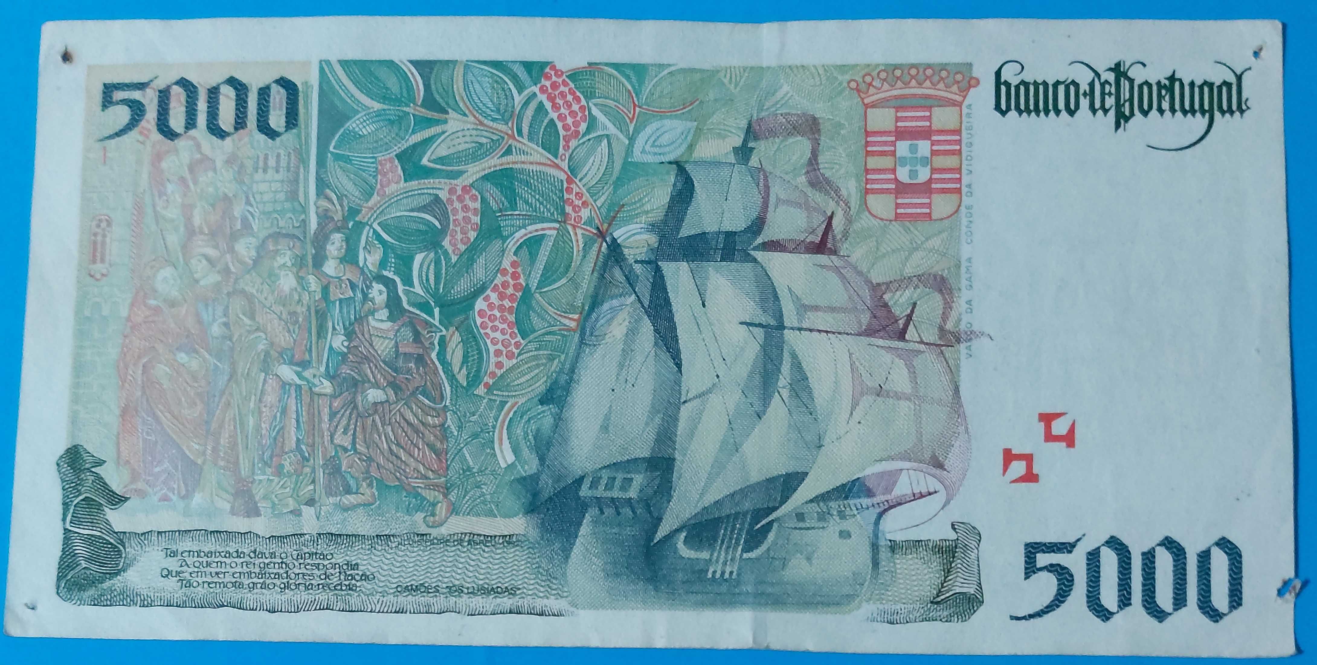 Nota de 5.000$00 de Portugal, CH 3, Vasco da Gama, 1998