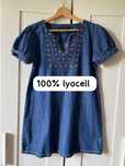 Jeansowa tunika boho z krótkim rękawem z lyocell S 36