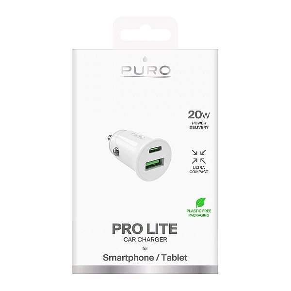 Ładowarka samochodowa Puro Pro Lite 1x USB-A + 1x USB-C Power Delivery