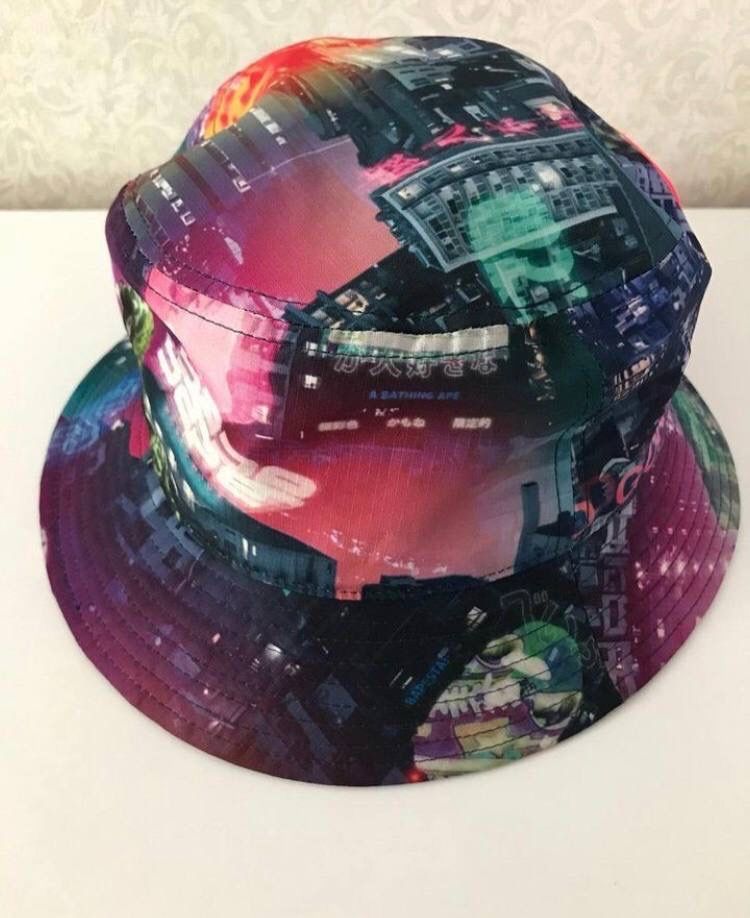 Оригинал панама Bape  Neon Tokyo  Bucket Hat SS20