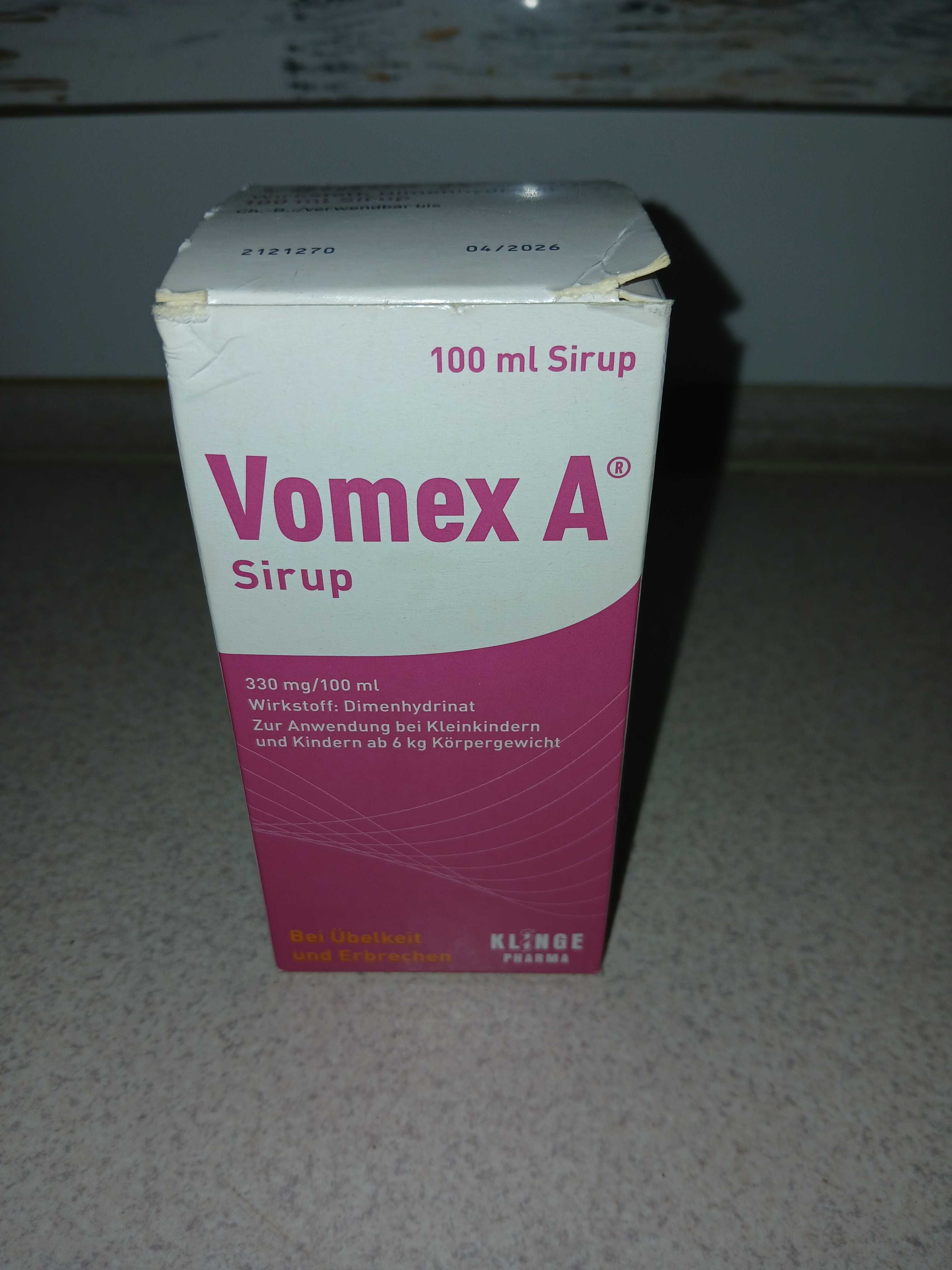 Syrop Vomex A na lokomocje dla dzieci termin waznosci 04.2026.