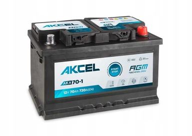 Akumulator AKCEL 70ah 720a P+ AGM Start-Stop produkcja Varta