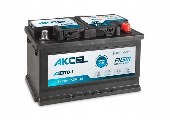 Akumulator AKCEL 70ah 720a P+ AGM Start-Stop produkcja Varta