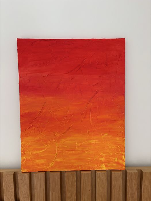 Quadro sunset relevo pintado à mão 40x50