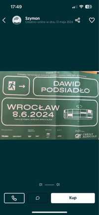 2 bilety na koncert Dawida Podsiadło we Wrocławiu 8/06/2024
