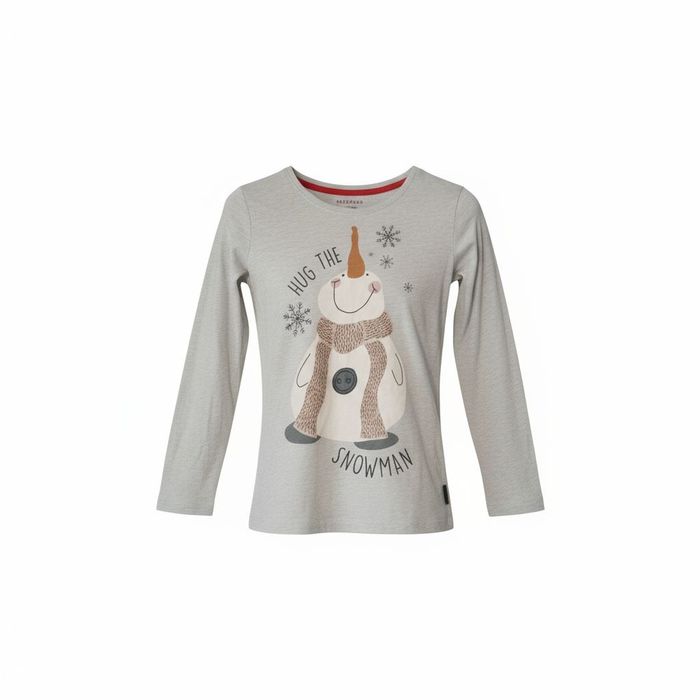 Jasnoszara bluzka chłopięca długi rękaw święta bałwan Reserved 128