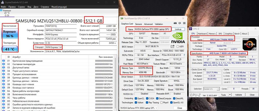 ASUS TUF A17｜RTX 3050｜Ryzen 7 4800H｜17.3"｜144Гц｜OЗУ 16 gb｜ssd 512
