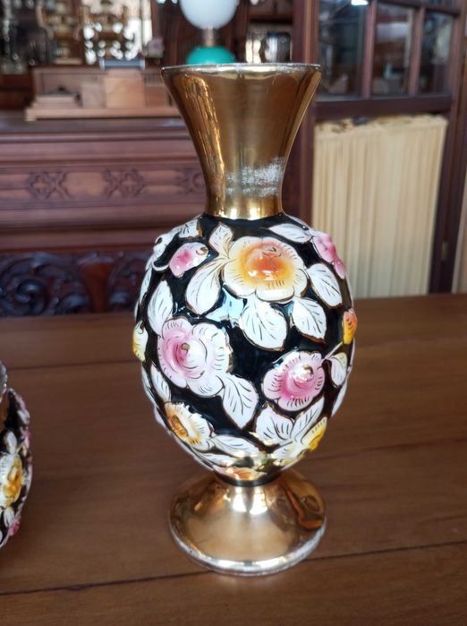 Antiga caixa e jarra em faiança Elpa Alcobaça