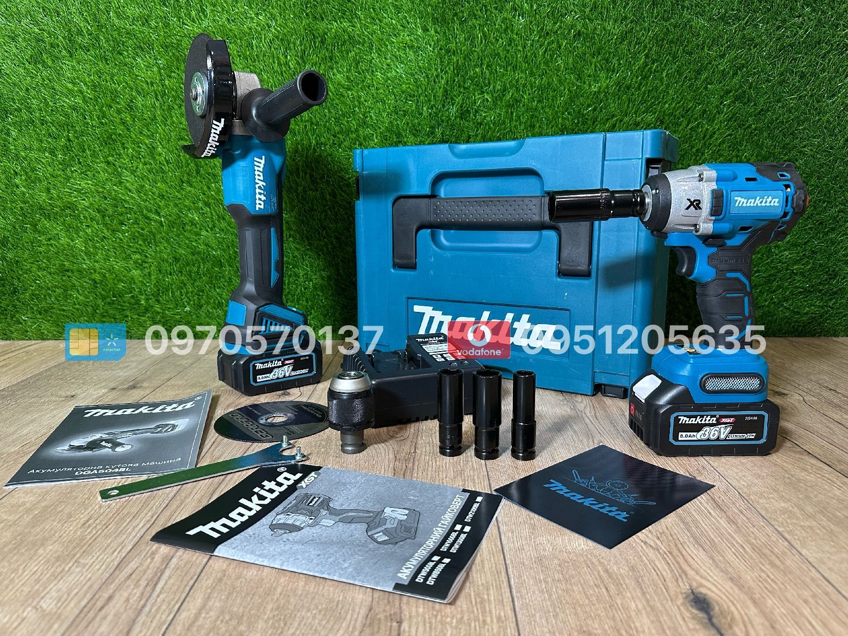Набір 2в1 Makita Болгарка DGA504BL Гайковерт DTW650BL 36V 8Ah в кейсі