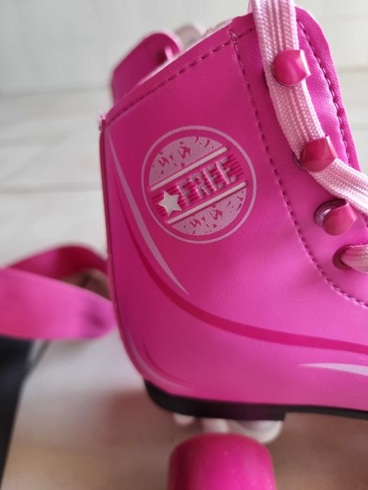 Patins 4 rodas + saco rosa