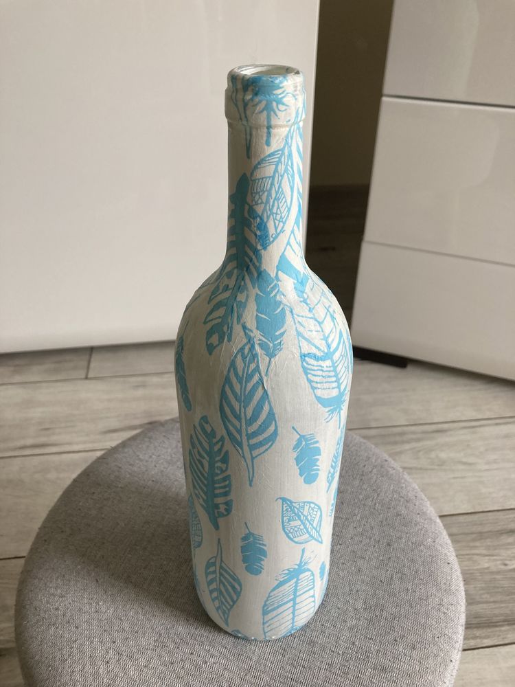 Wazon handmade decoupage biało niebieski