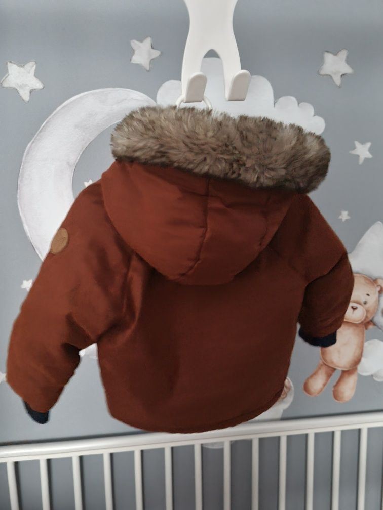 Kurtka zimowa brązowa baranek płaszczyk parka futerko