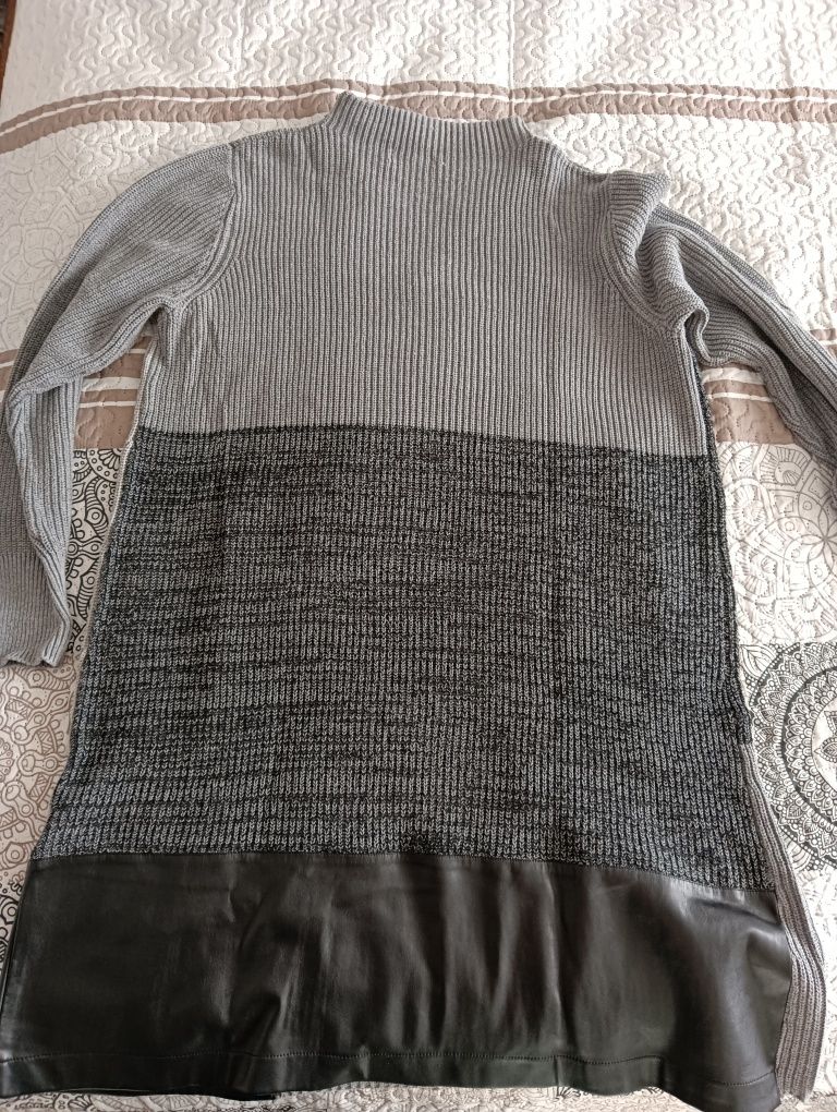 Sweter na zimę/wiosnę, sukienka ciepła zimowa sweterkowa, dzianina, sk