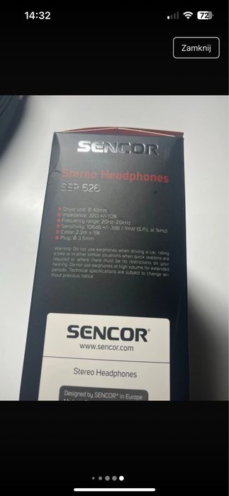 Sluchawki sencor sep 625