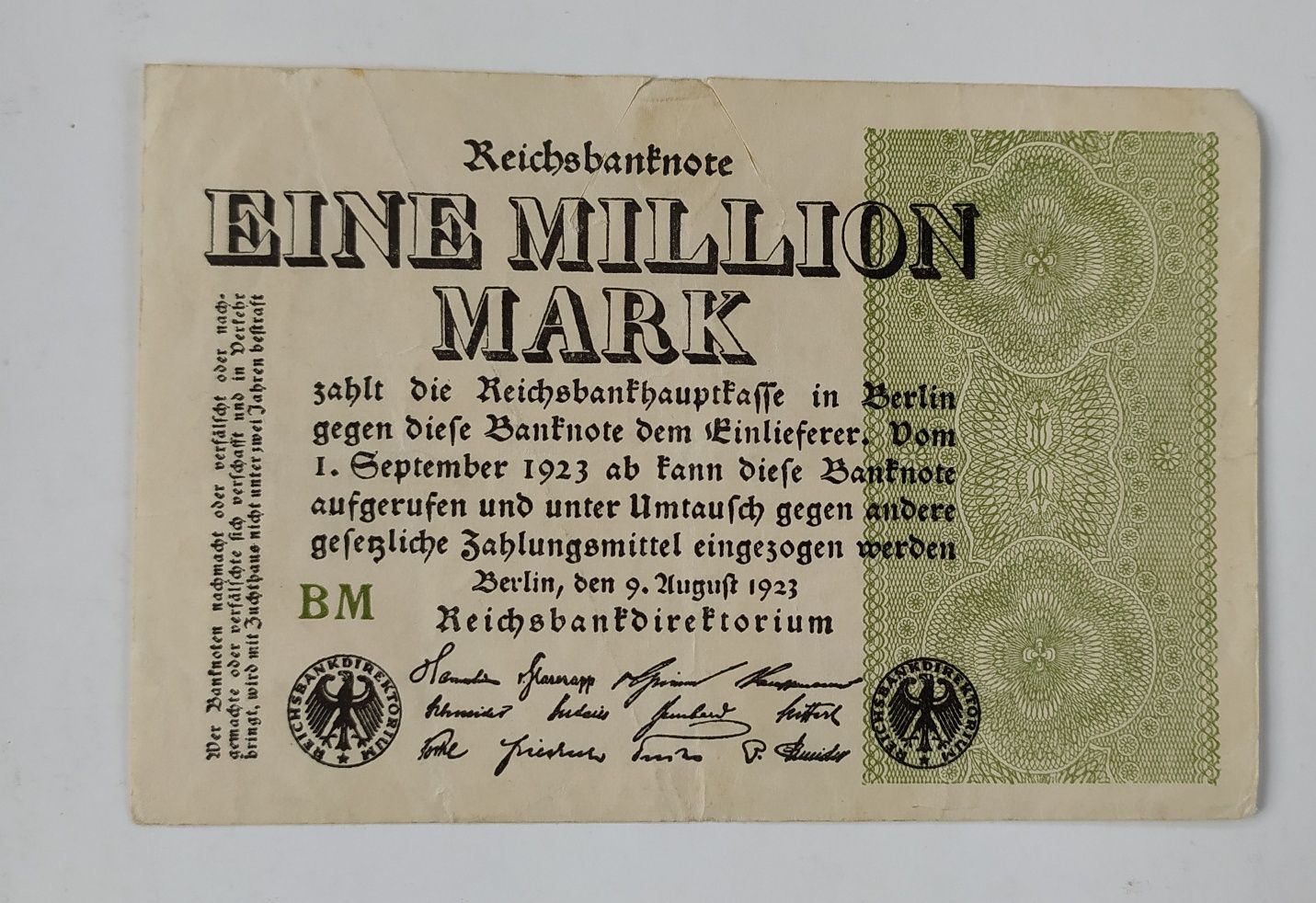 banknot 1 mln marek ,  1923 , państwo Niemcy