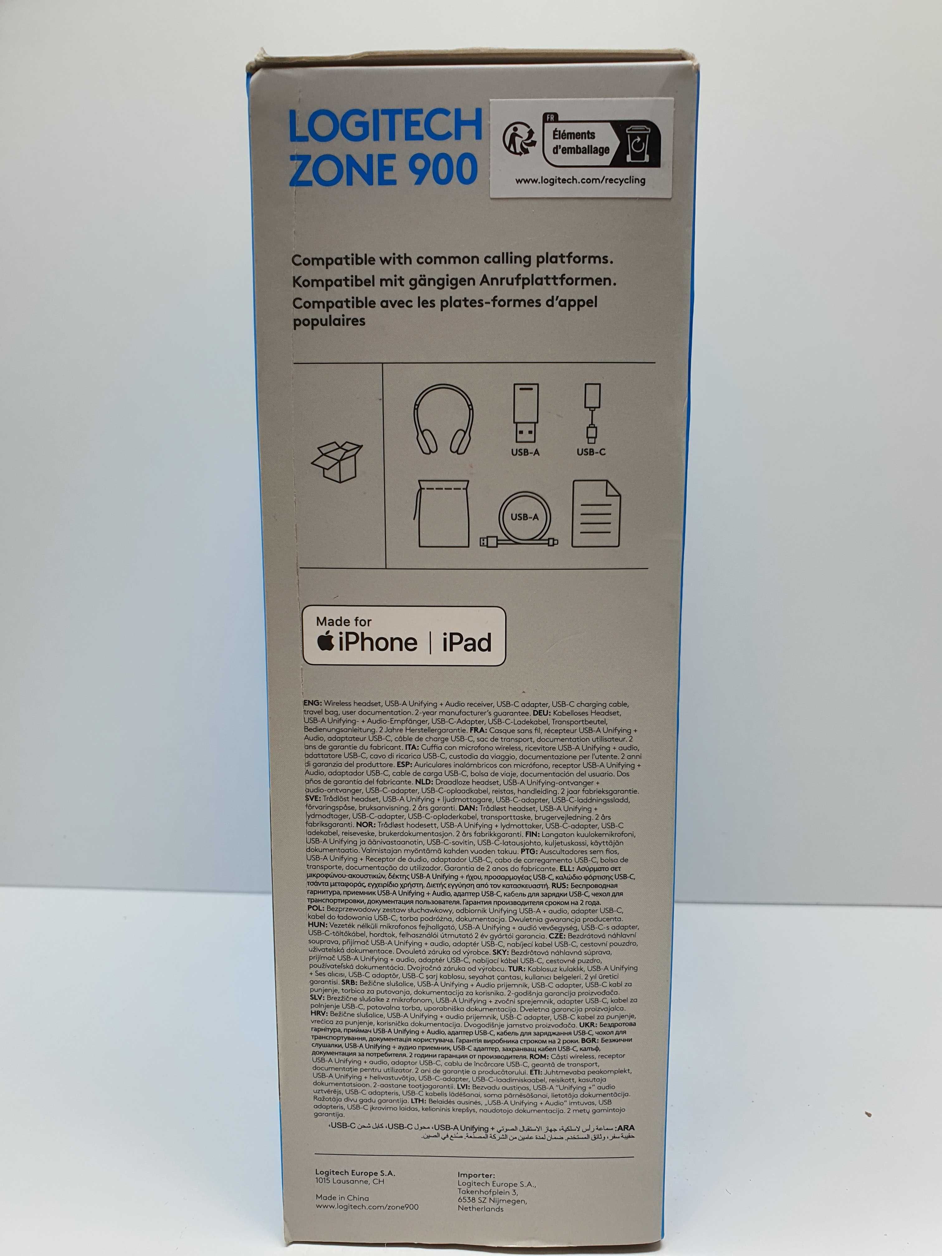 Bezprzewodowe słuchawki z mikrofonem Logitech Zone 900