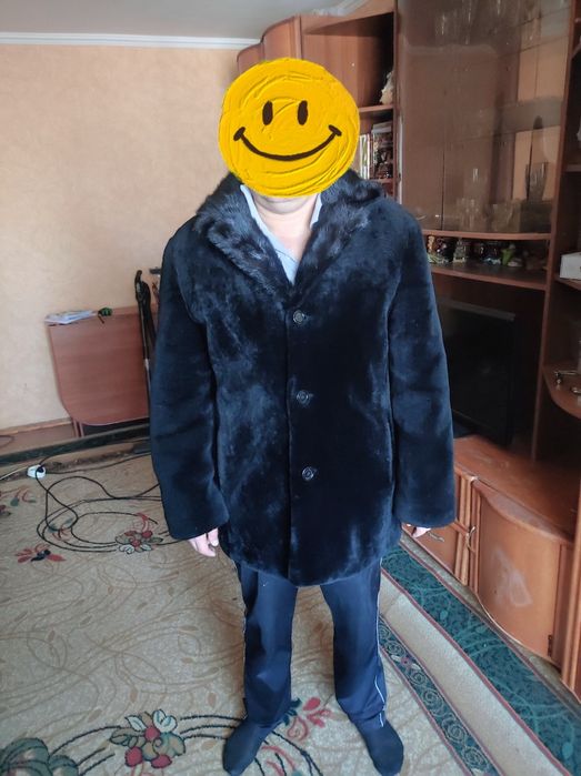 Шуба мужская мутон с норковим воротником