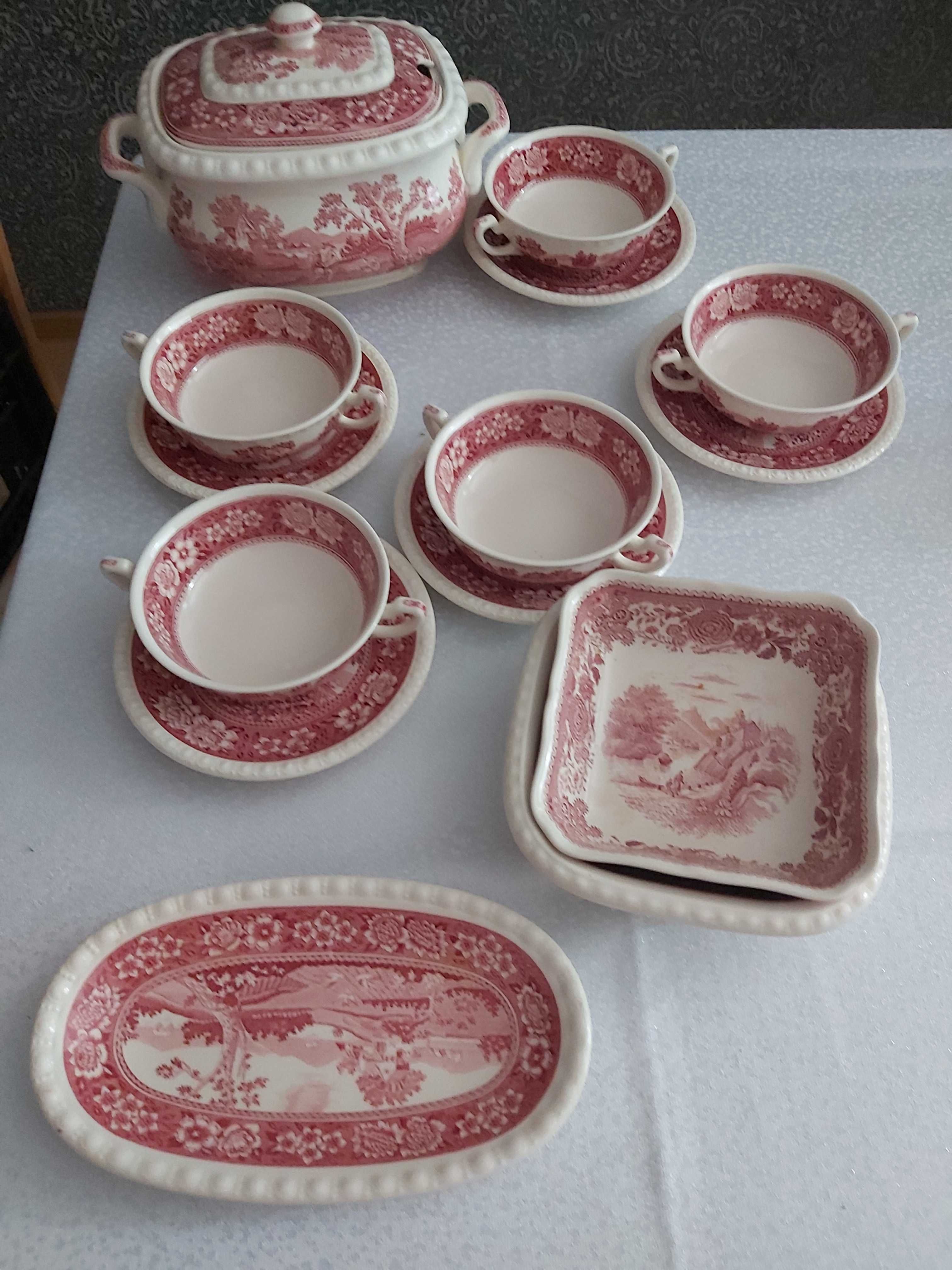 Zestaw obiadowy angielski różowy  Villeroy&Boch, Johnson Bros , Royal