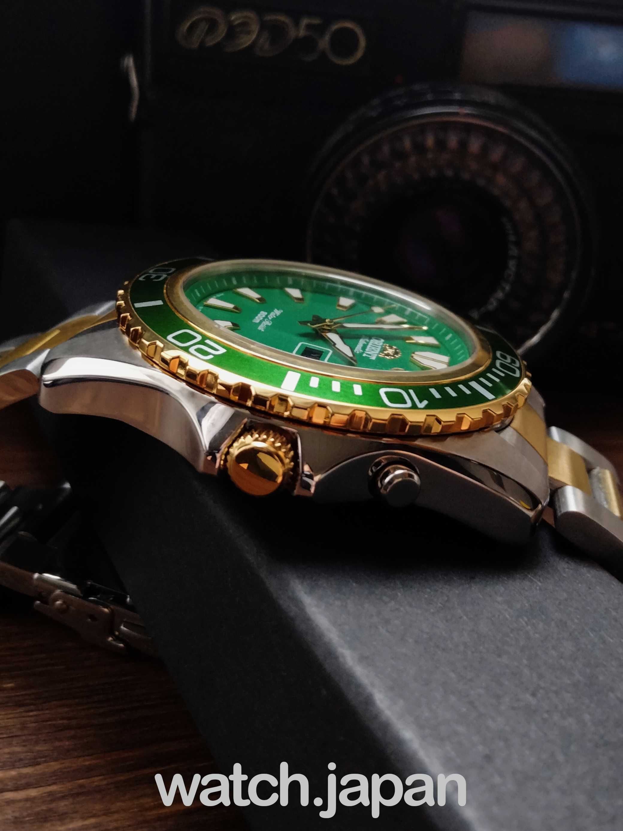 Часы - Годинник дайвер Orient Mako XL Gold Green + Коробочка