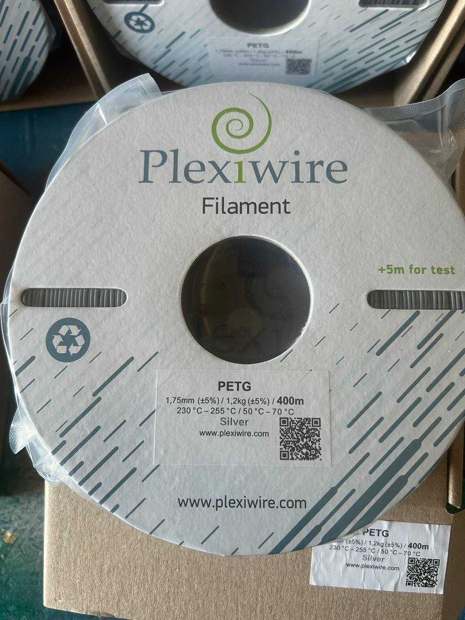 АКЦІЯ! філамент Plexiwire пластик PETG SILVER 100/200/300/400m 1.2kg