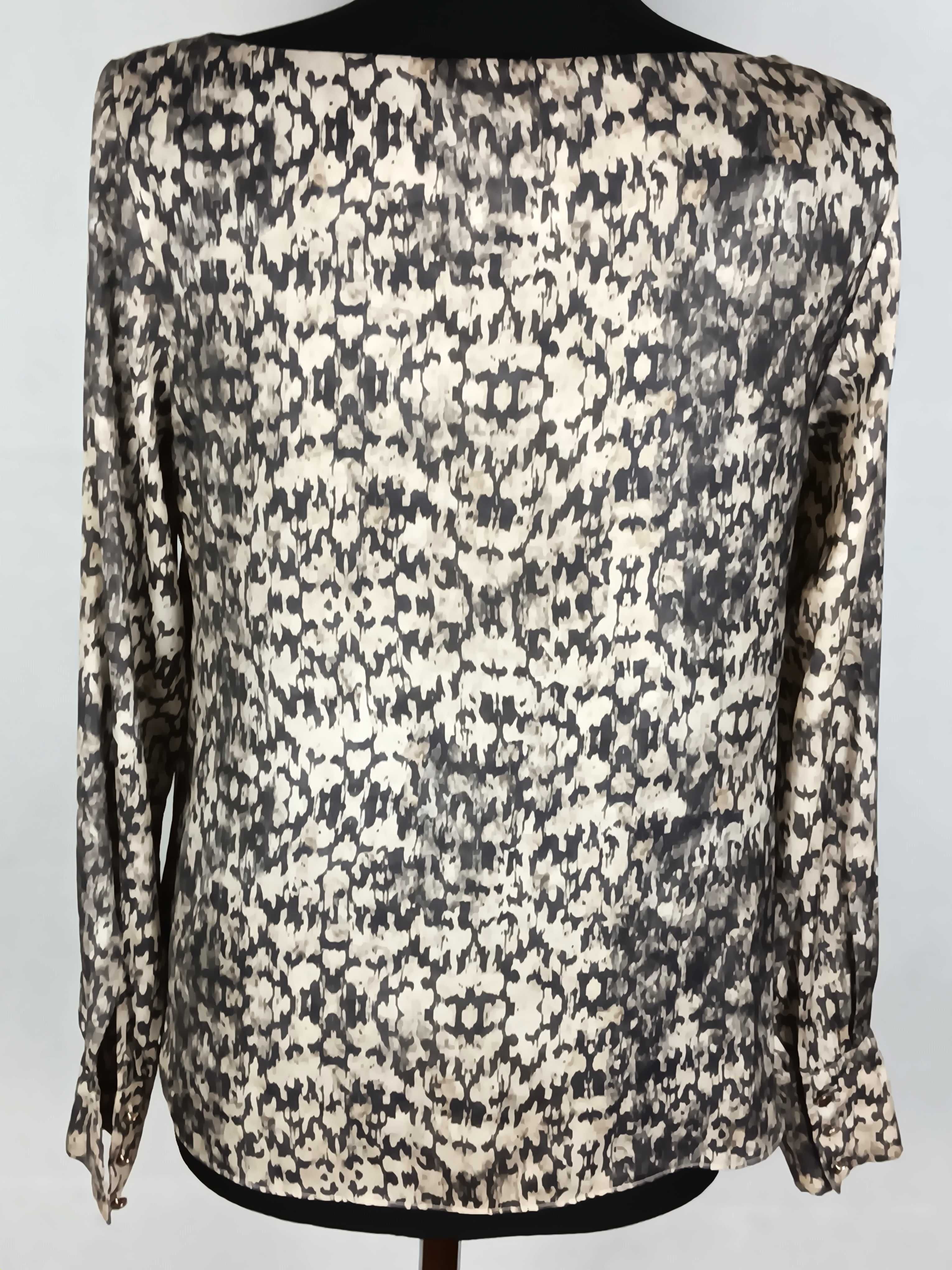 Szaro beżowa atłasowa bluzka damska z długim rękawem H&M 38/M