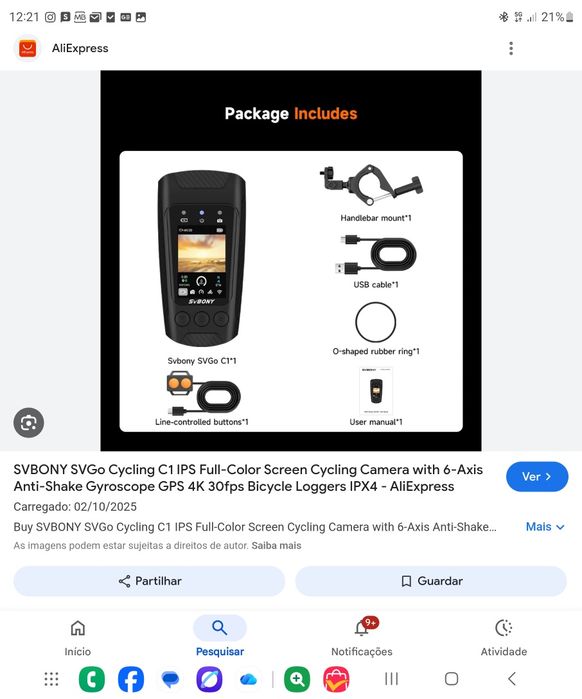 Camera acção para mota e bicicleta.