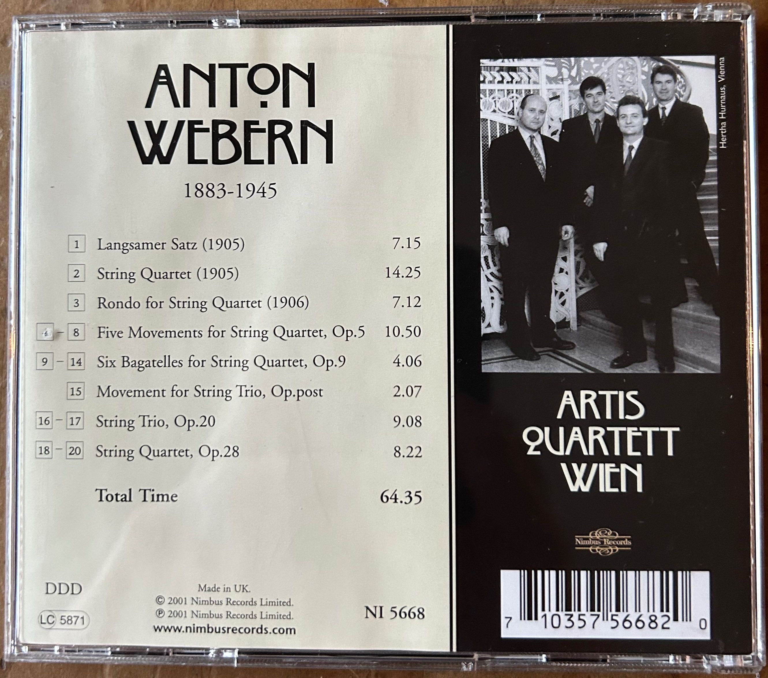 CD Anton Webern - Complete Works for String Quartet and Trio / Artis