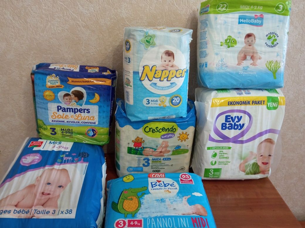 Памперси1, 2,3 розмір,pampers