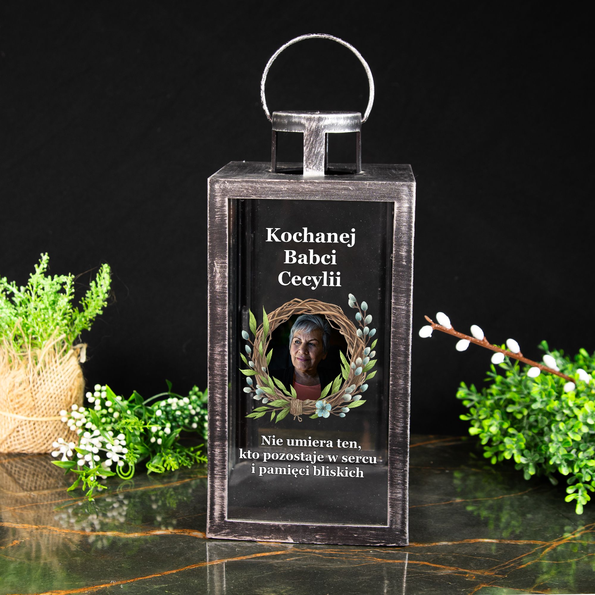 Znicz ze zdjęciem na grób wielkanoc dla Babci personalizowany