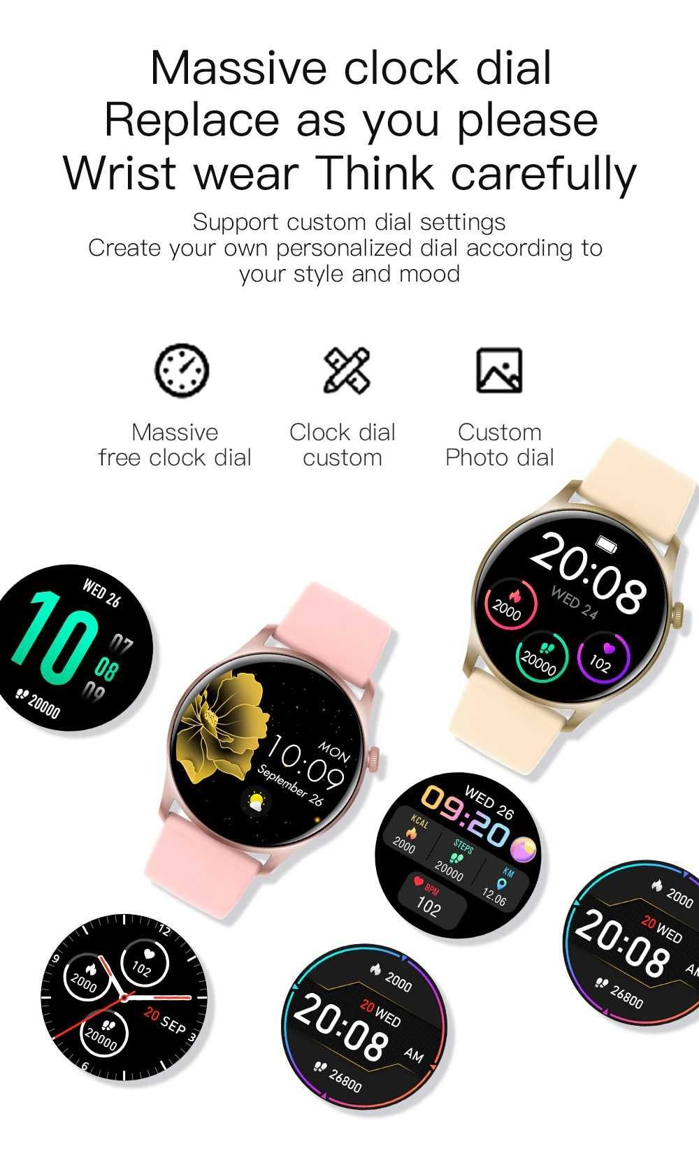 SmartWatch SKY 8 kroki, kalorie, tętno, ciśnienie, powiadomienia, PL.