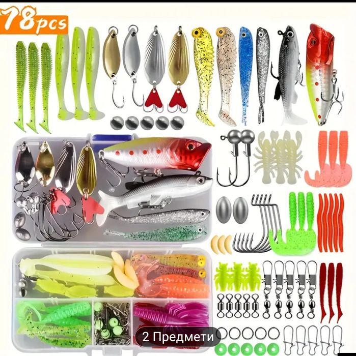 Спінінг катушка щука судак набір приманок силікон