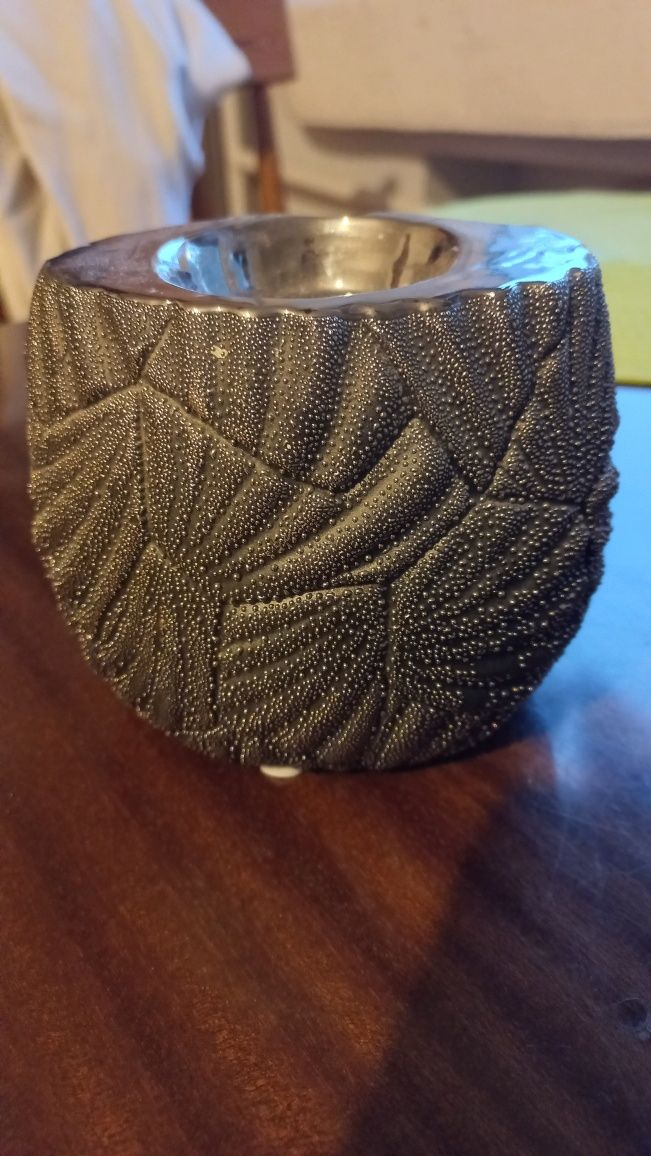 Podstawka pod świeczkę tealight sowa srebrna