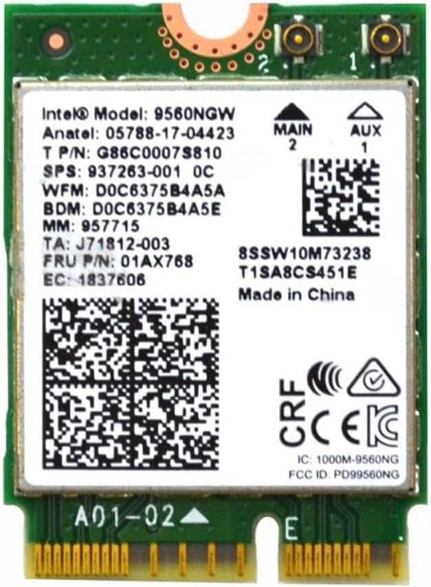 Intel 9560NGW Wireless-AC WLAN PCI-Express Bluetooth 5.1 WiFi Card