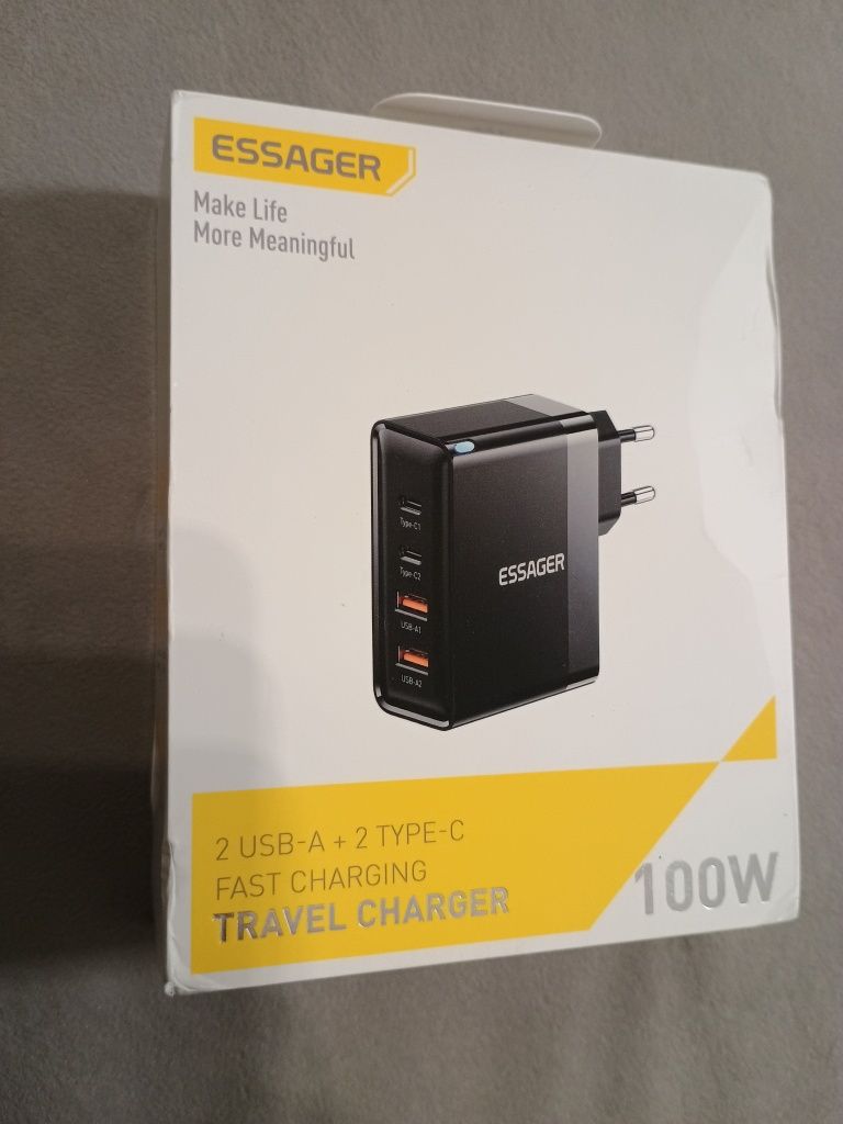Новий зарядний пристрій 100W Essager GAN швидка зарядка, 4 порти