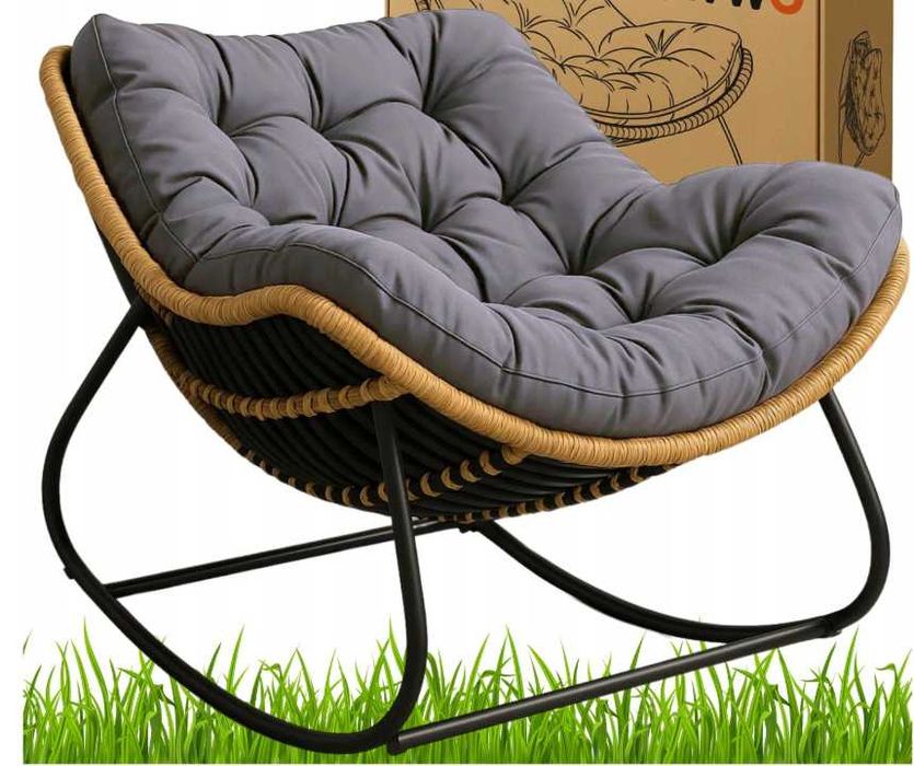 Fotel Leżak Ogrodowy Bujany Leżanka Do Salonu Na Taras BIAŁY/SZARY