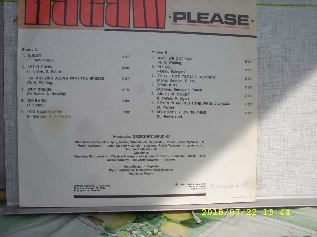 19. Plyta gramofonowa ; Asocjacja Hagaw-- Please ,  1986 ROK.