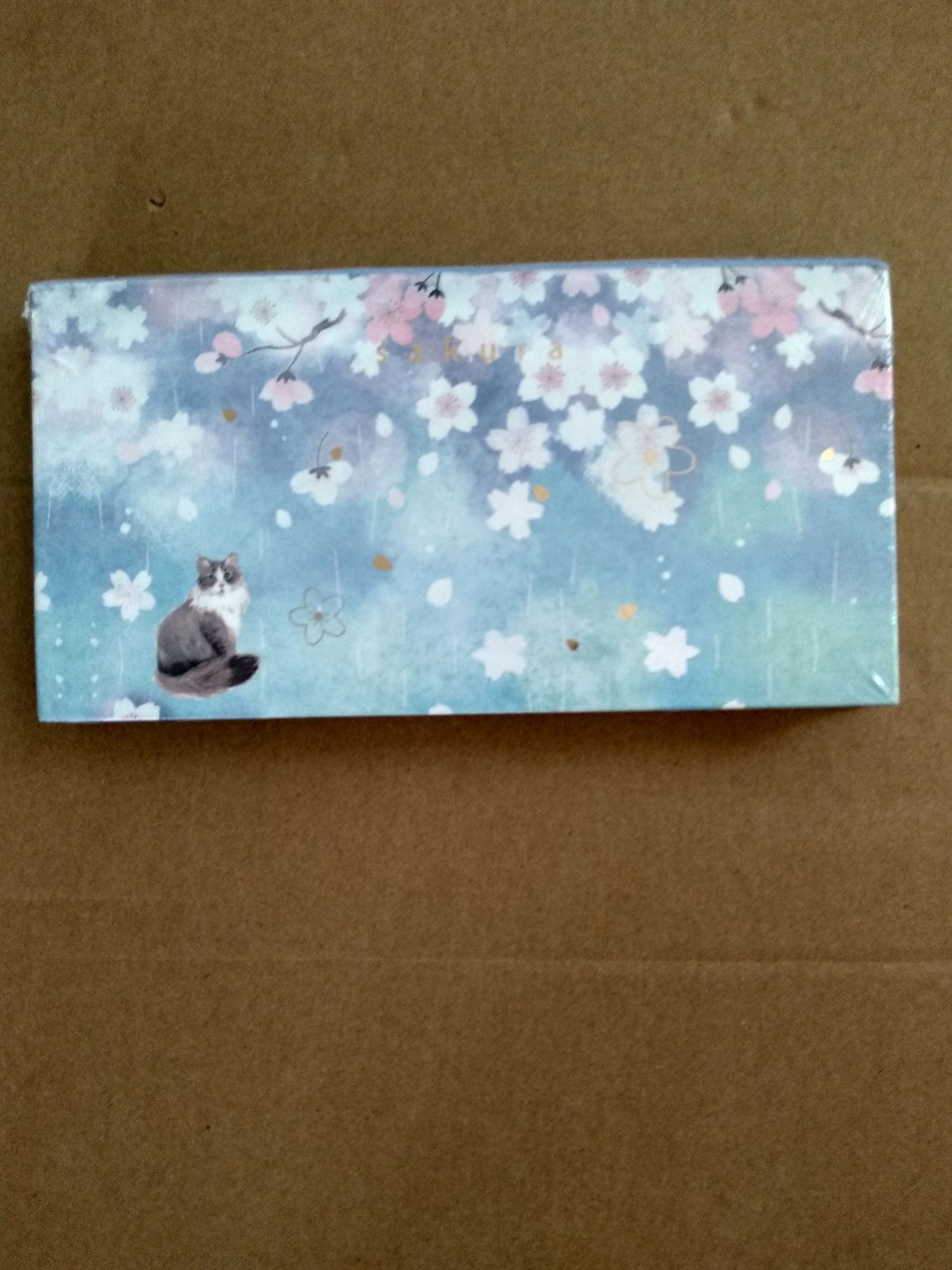 Karteczki w kwiaty sakura z kotkiem do przyklejania hanami kot sakura