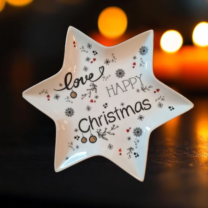 Talerz świąteczny patera gwiazda średnica 28 cm Love Happy Christmas