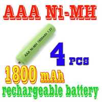 L113 4 Pilhas Ni-MH AAA 1800mAh 1.2V Recarregáveis Stock 24h