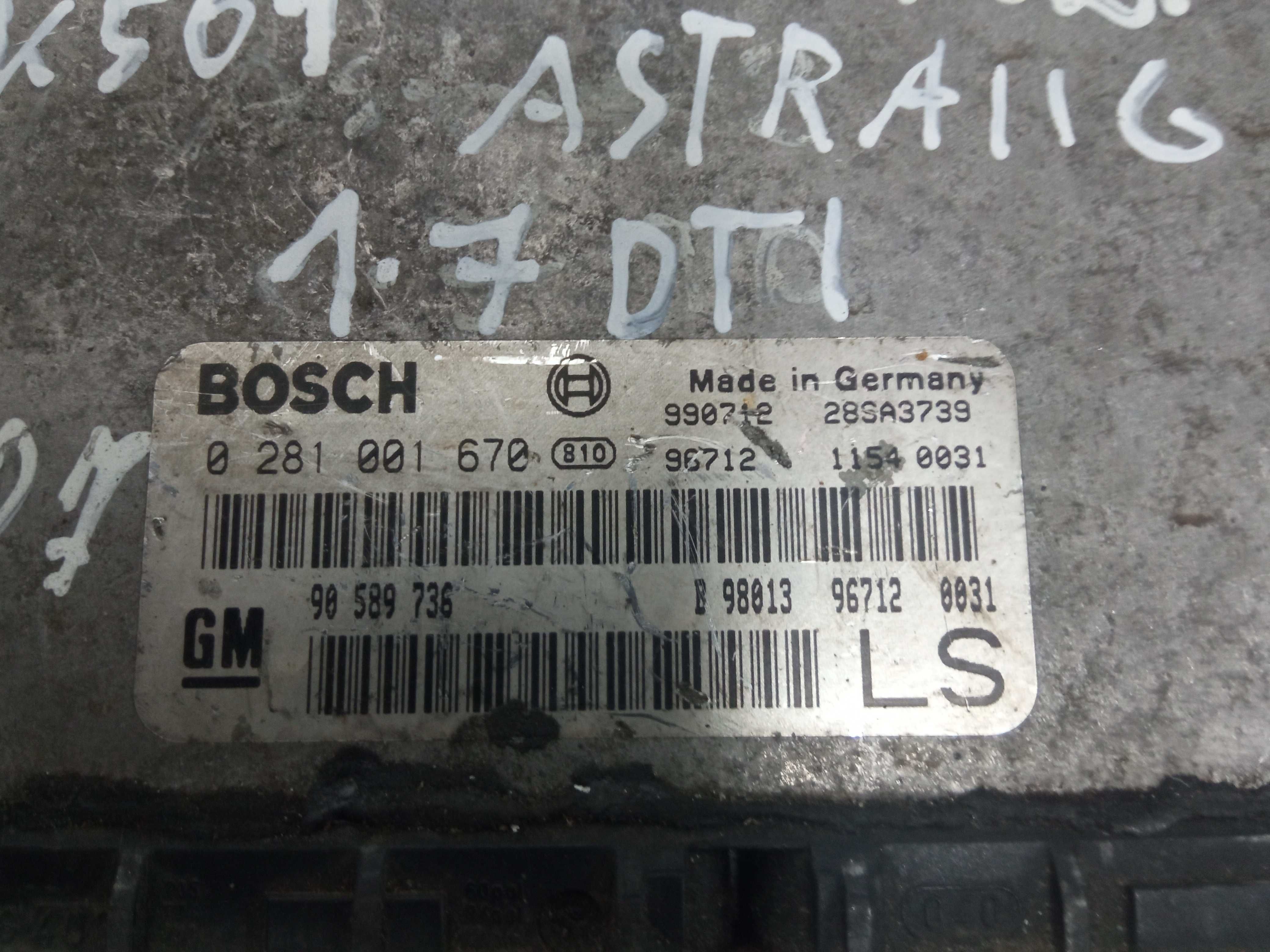 Komputer sterownik silnika Opel Astra II G 1.7DTI 0281/001/670 Siedlce