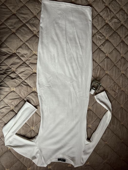 Сукня міді в рубчик, біла