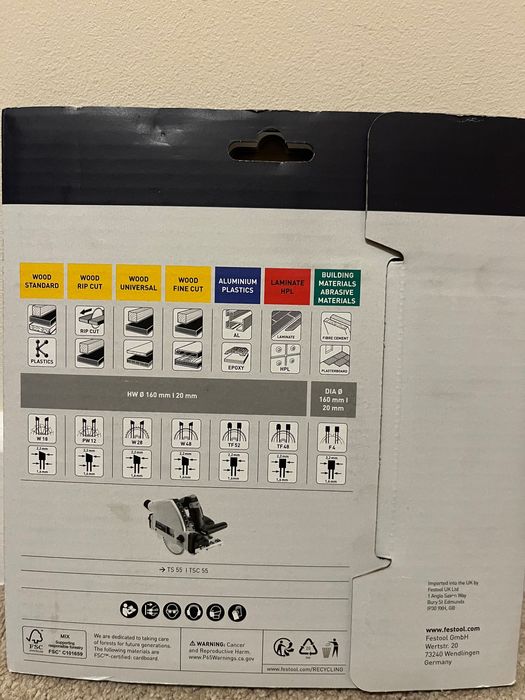 Festool диск 496308 160х2.2х20 TF48, 496306 TF52