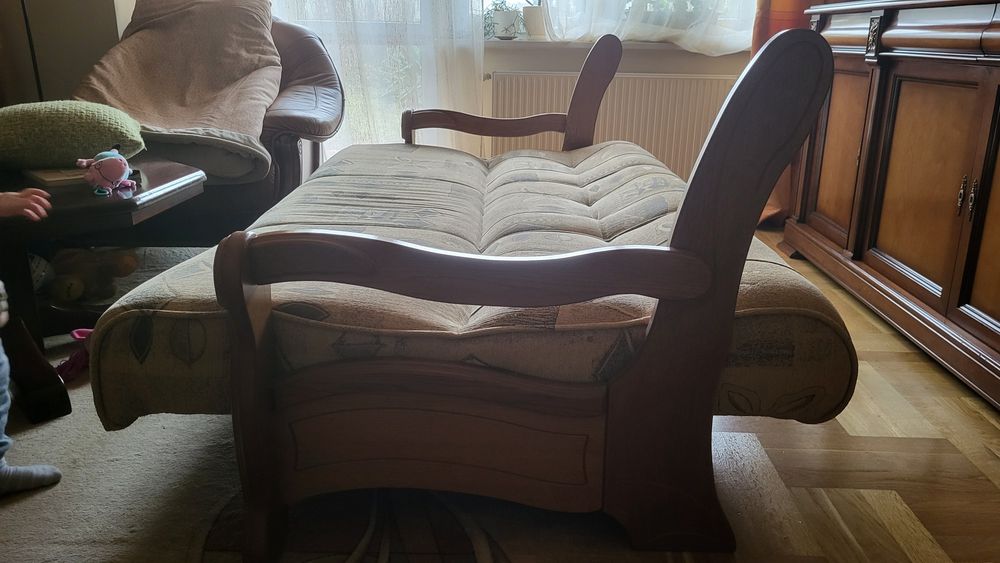 Wersalka + dwa fotele drewniane solidne meble