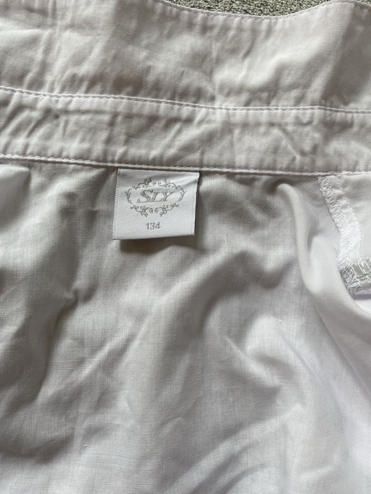 Biała, galowa bluzka dla dziewczynki, rozmiar 134, marka Sly