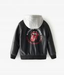 Kurtka bomberka Zara skora z kapturem Rolling Stones