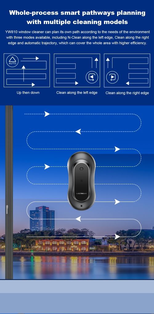 Робот для мойки окон Liectroux YW810, Bluetooth APP, черный.
