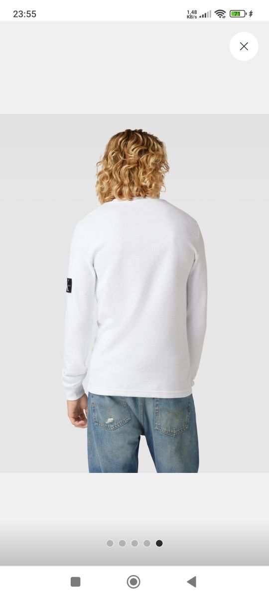 Koszulka bluzka long sleeve biała Calvin Klein męska L nowa kolekcja