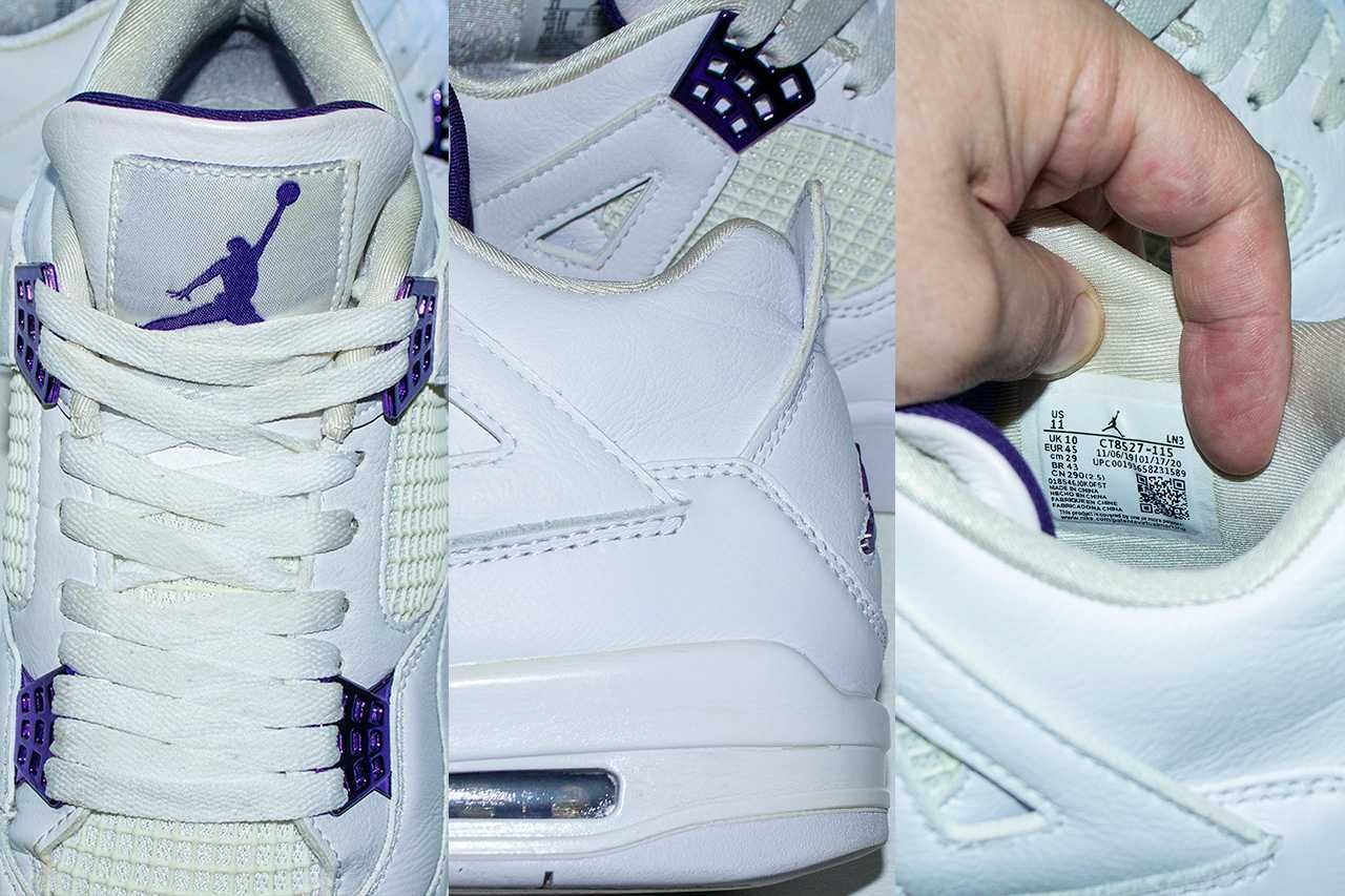 ‼️Кросівки Nike Air Jordan 4 Retro Metallic Purple White 44 р оригінал