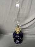 Lampa naftowa porcelana kobaltowy granat Stylowe starocia
